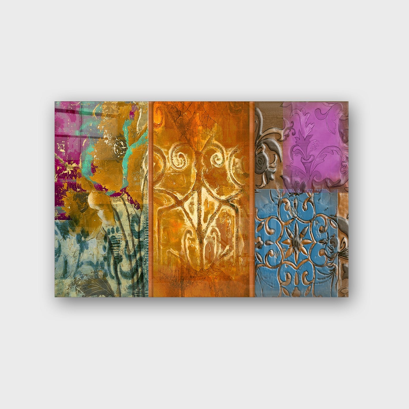 Quadro Decorativo em Vidro Temperado Multicolor 50x70cm - Arte Moderna para Parede