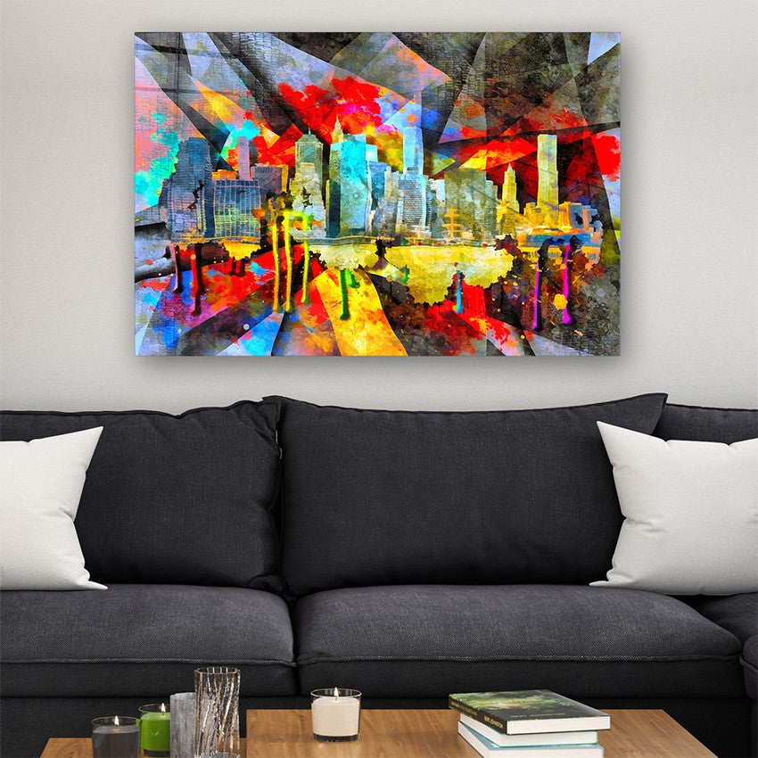 Quadro Decorativo em Vidro Temperado Multicolor 40x60cm - Arte Moderna para Parede