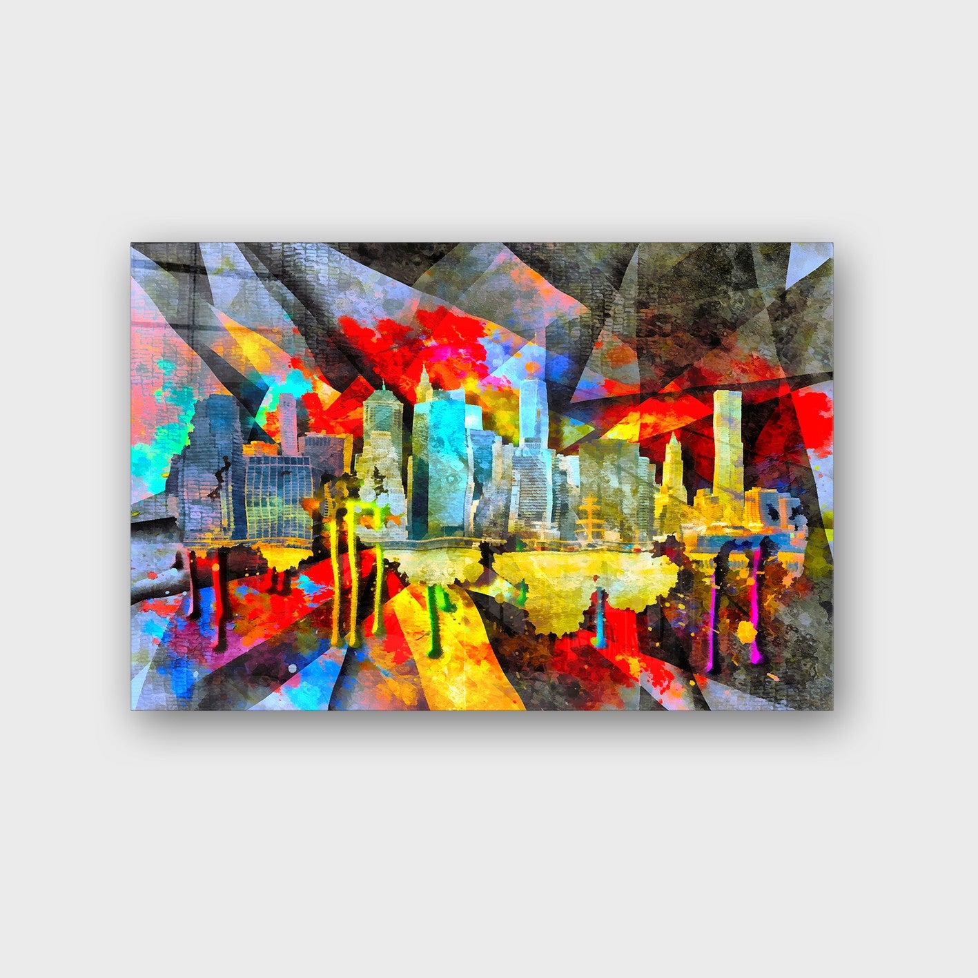 Quadro Decorativo em Vidro Temperado Multicolor 40x60cm - Arte Moderna para Parede