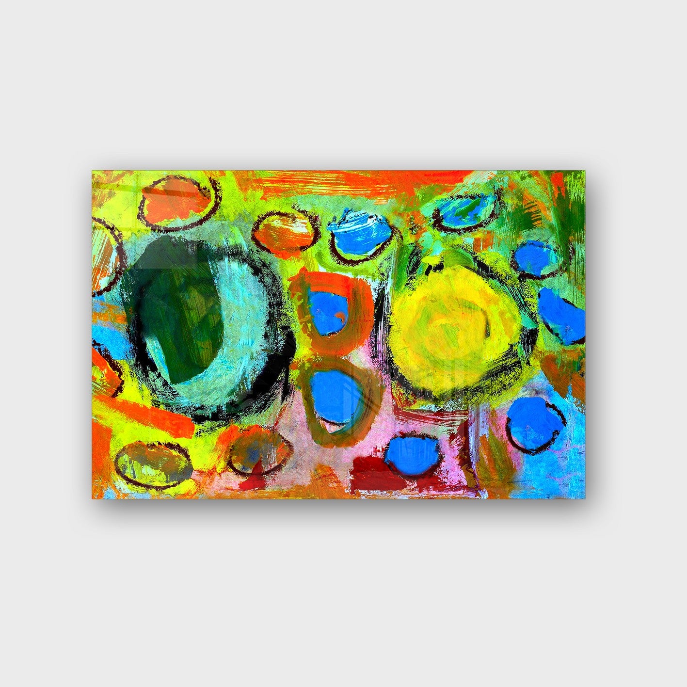 Quadro Decorativo em Vidro Temperado Multicolor 50x70cm - Arte Moderna para Parede