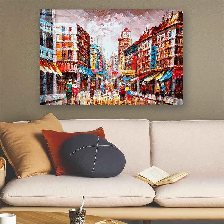 Quadro Decorativo em Vidro Temperado Multicolor 50x70cm - Arte Moderna para Parede