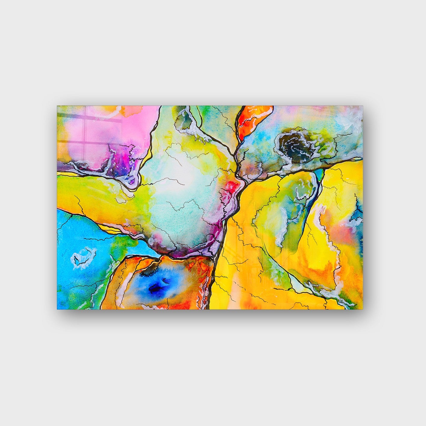 Quadro Decorativo em Vidro Temperado Multicolor 70x100cm - Arte Moderna para Parede