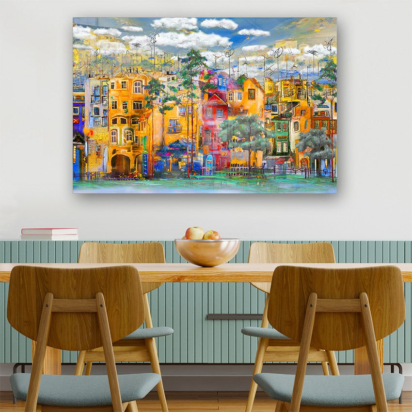 Quadro Decorativo em Vidro Temperado Multicolor 40x60cm - Arte Moderna para Parede