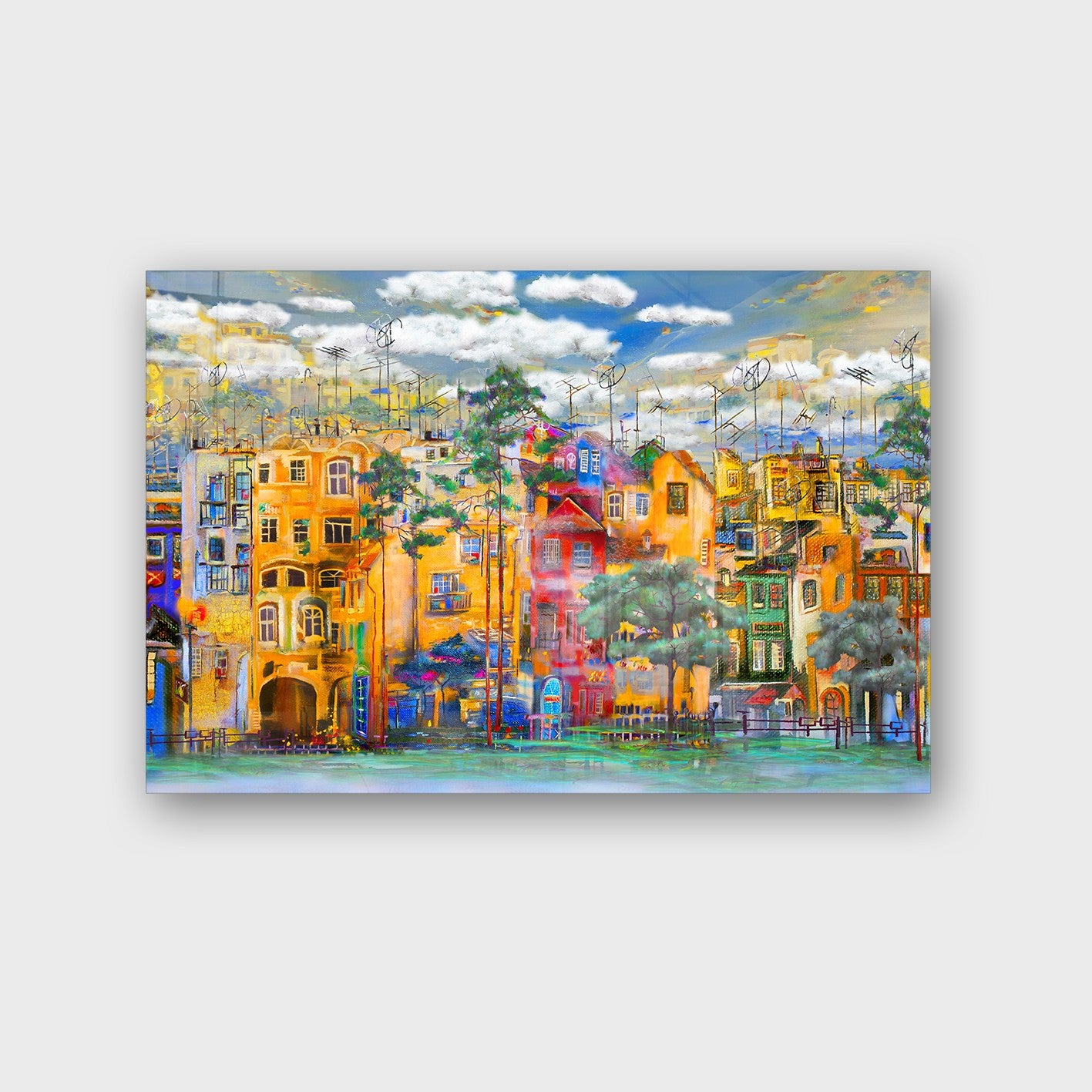 Quadro Decorativo em Vidro Temperado Multicolor 50x70cm - Arte Moderna para Parede