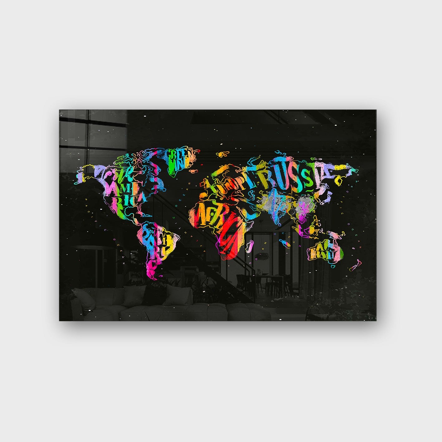 Quadro Decorativo em Vidro Temperado Multicolor 50x70cm - Arte Moderna para Parede