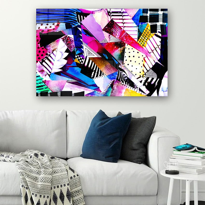 Quadro Decorativo em Vidro Temperado Multicolor 70x100cm - Arte Moderna para Parede