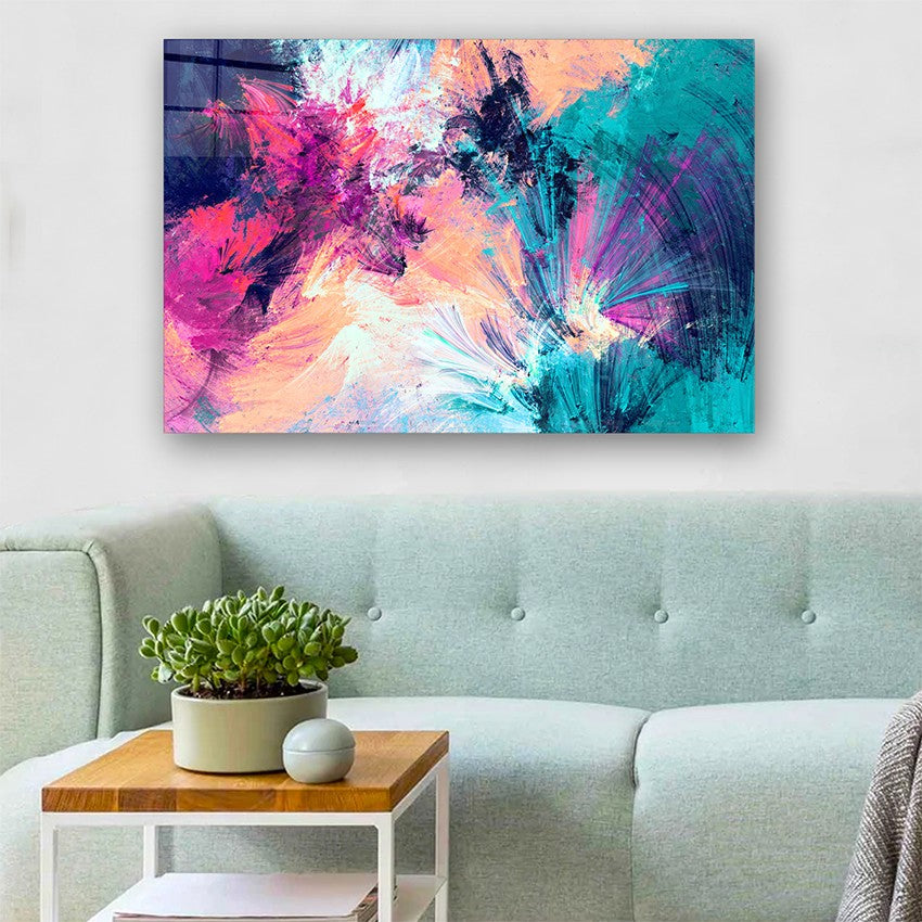 Quadro Decorativo em Vidro Temperado Multicolor 70x100cm - Arte Moderna para Parede