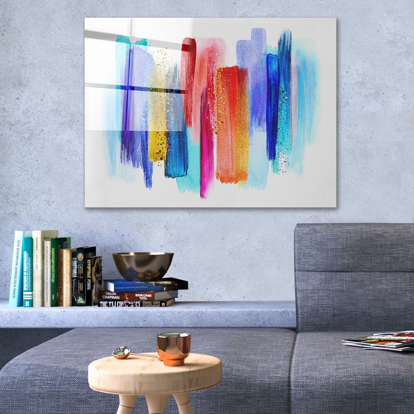 Quadro Decorativo em Vidro Temperado Multicolor 50x70cm - Arte Moderna para Parede