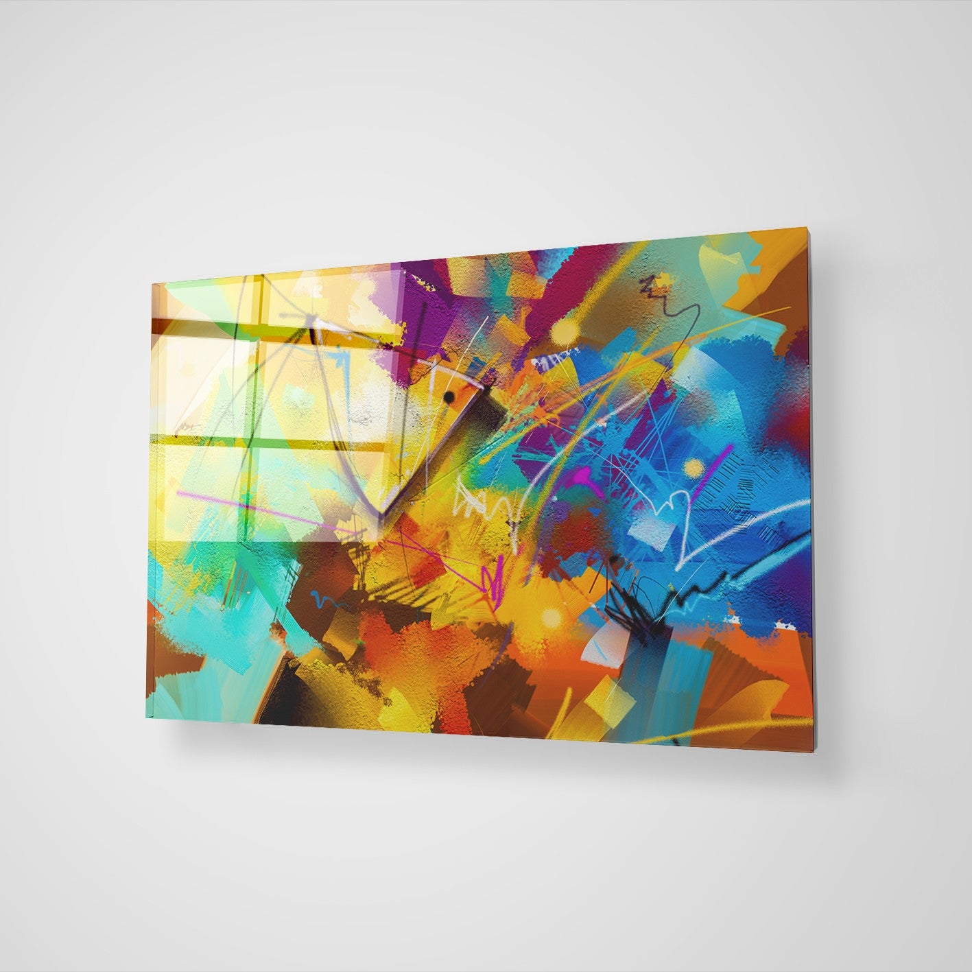 Quadro Decorativo em Vidro Temperado Multicolor 50x70cm - Arte Moderna para Parede