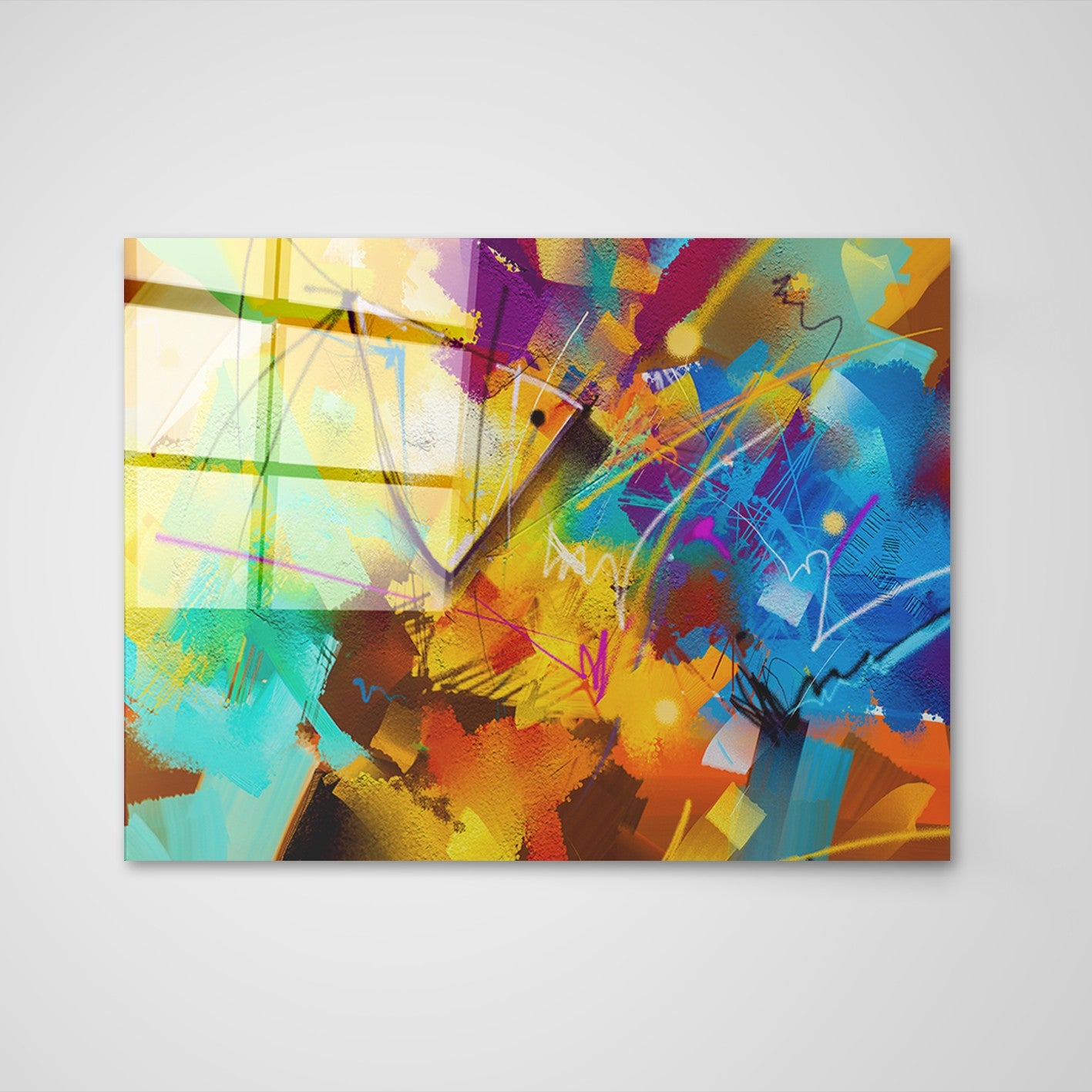 Quadro Decorativo em Vidro Temperado Multicolor 50x70cm - Arte Moderna para Parede