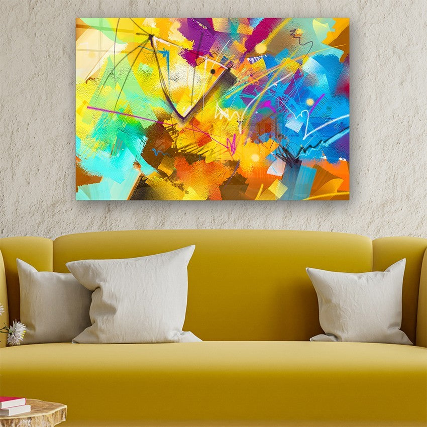 Quadro Decorativo em Vidro Temperado Multicolor 50x70cm - Arte Moderna para Parede