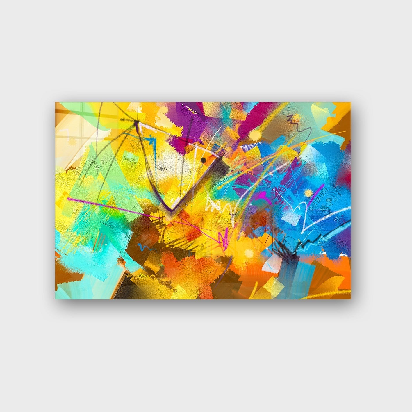 Quadro Decorativo em Vidro Temperado Multicolor 50x70cm - Arte Moderna para Parede