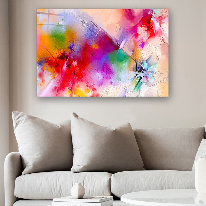 Quadro Decorativo em Vidro Temperado Multicolor 40x60cm - Arte Moderna para Parede