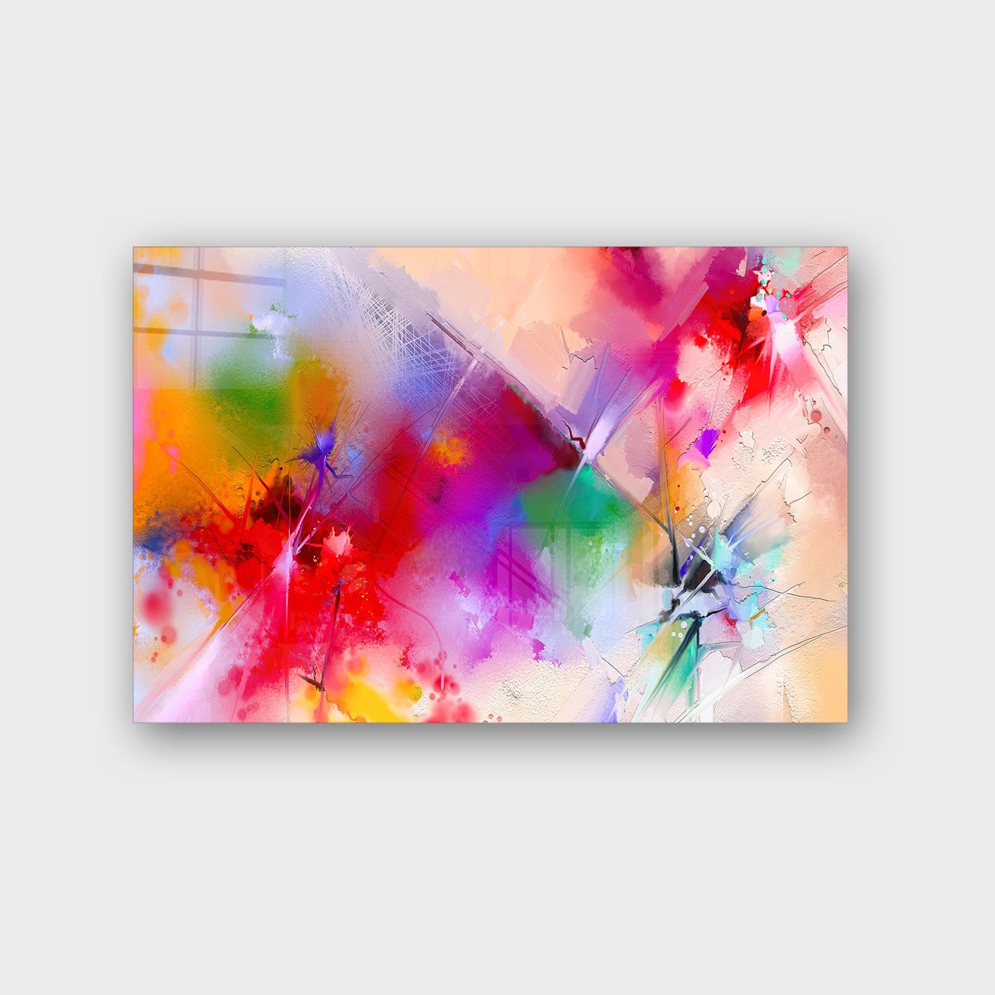 Quadro Decorativo em Vidro Temperado Multicolor 70x100cm - Arte Moderna para Parede