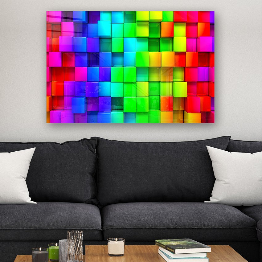 Quadro Decorativo em Vidro Temperado Multicolor 40x60cm - Arte Moderna para Parede