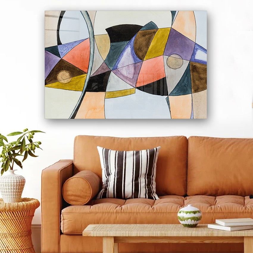 Quadro Decorativo em Vidro Temperado Multicolor 40x60cm - Arte Moderna para Parede