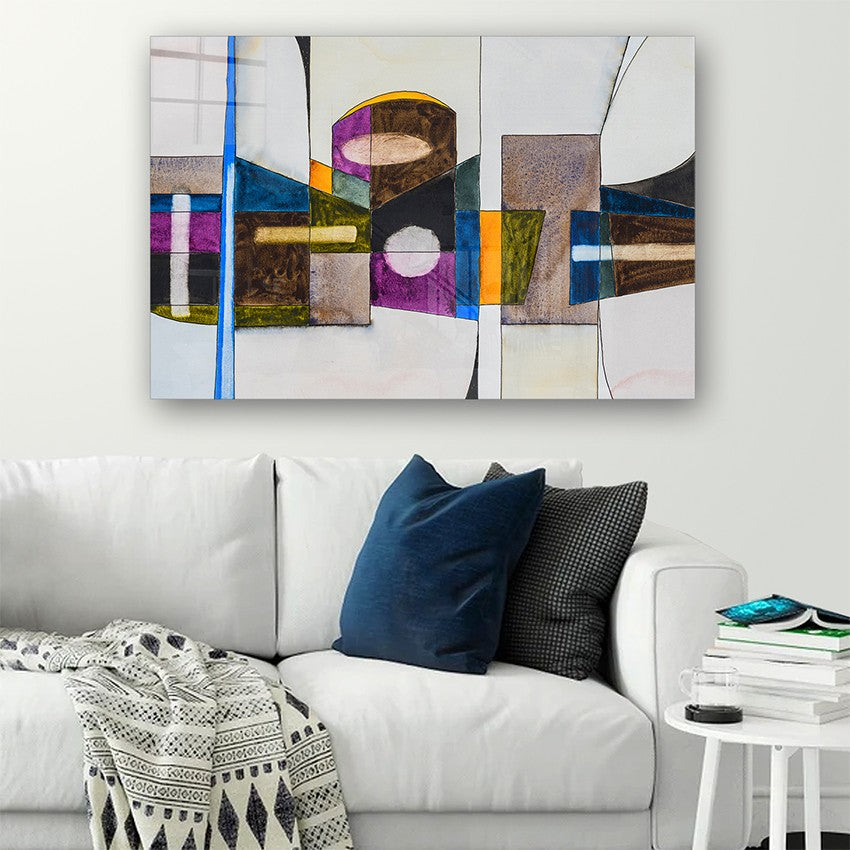 Quadro Decorativo em Vidro Temperado Multicolor 40x60cm - Arte Moderna para Parede