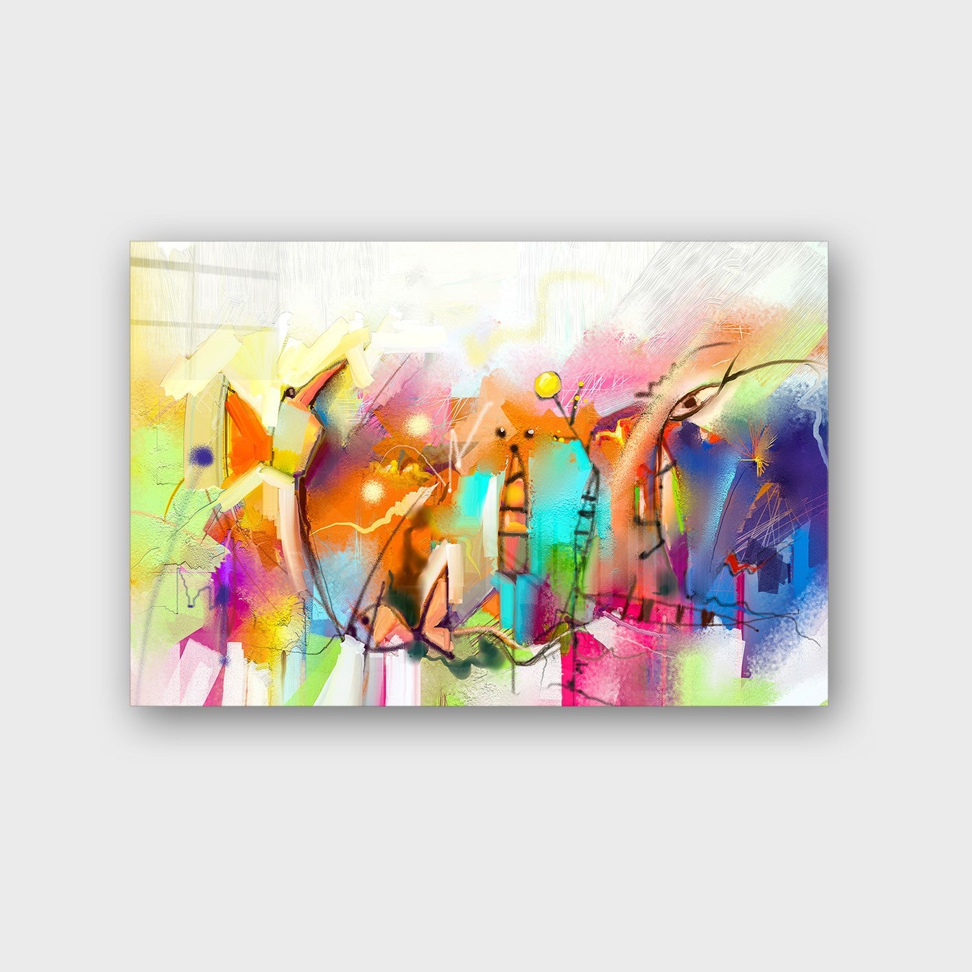 Quadro Decorativo em Vidro Temperado Multicolor 50x70cm - Arte Moderna para Parede