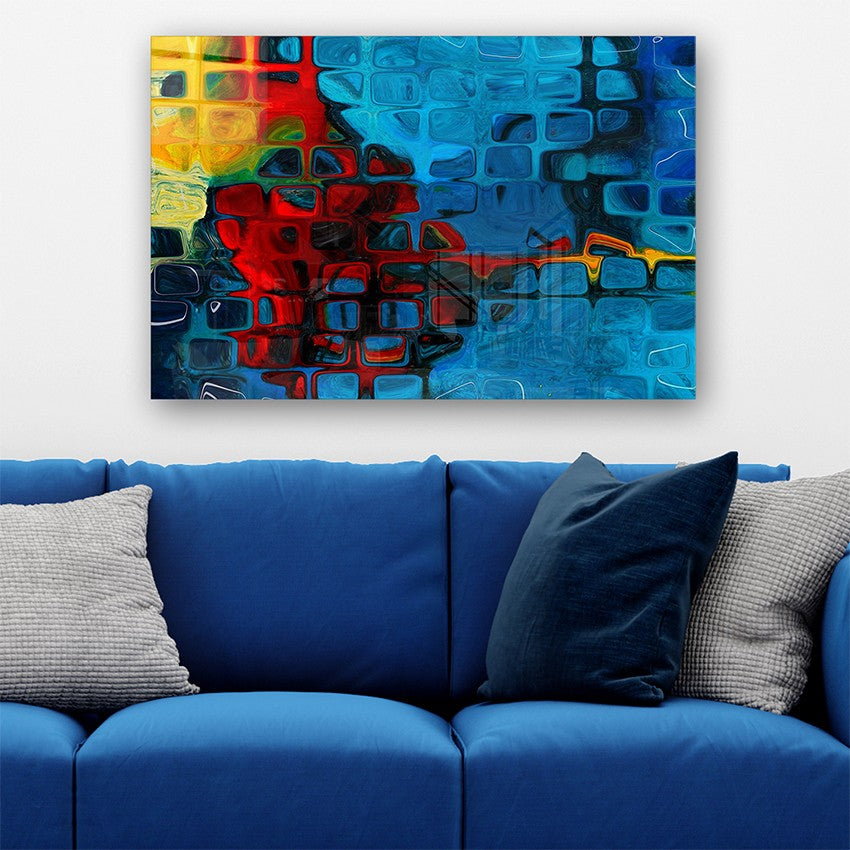 Quadro Decorativo em Vidro Temperado Multicolor 40x60cm - Arte Moderna para Parede