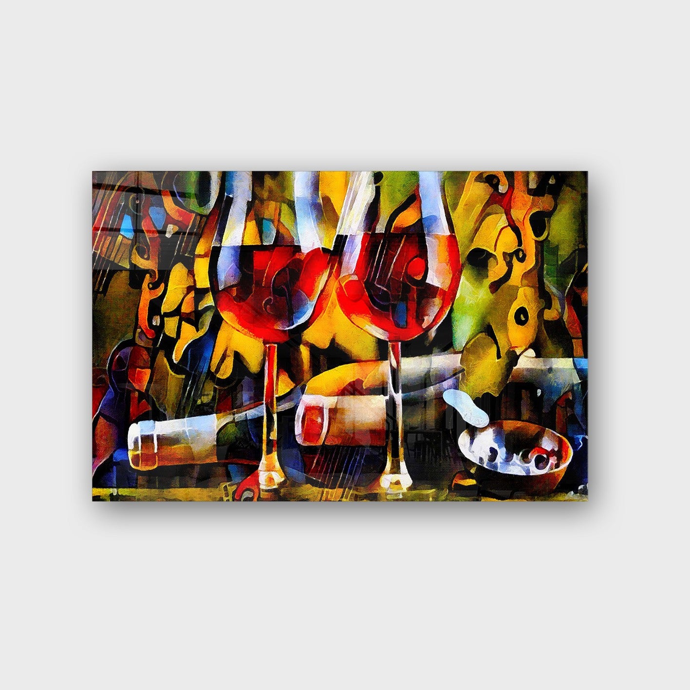 Quadro Decorativo em Vidro Temperado Multicolor 40x60cm - Arte Moderna para Parede