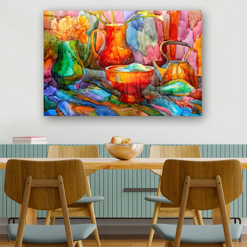 Quadro Decorativo em Vidro Temperado Multicolor 40x60cm - Arte Moderna para Parede