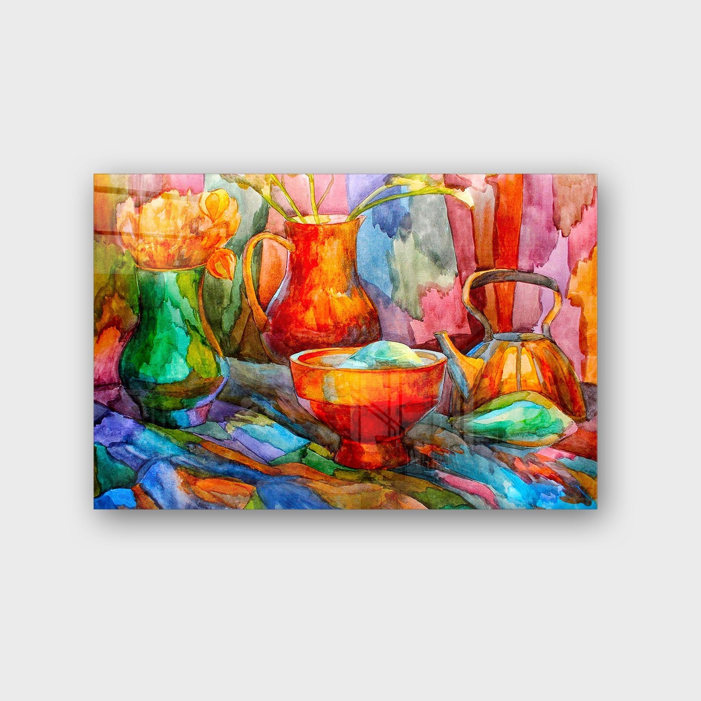 Quadro Decorativo em Vidro Temperado Multicolor 50x70cm - Arte Moderna para Parede