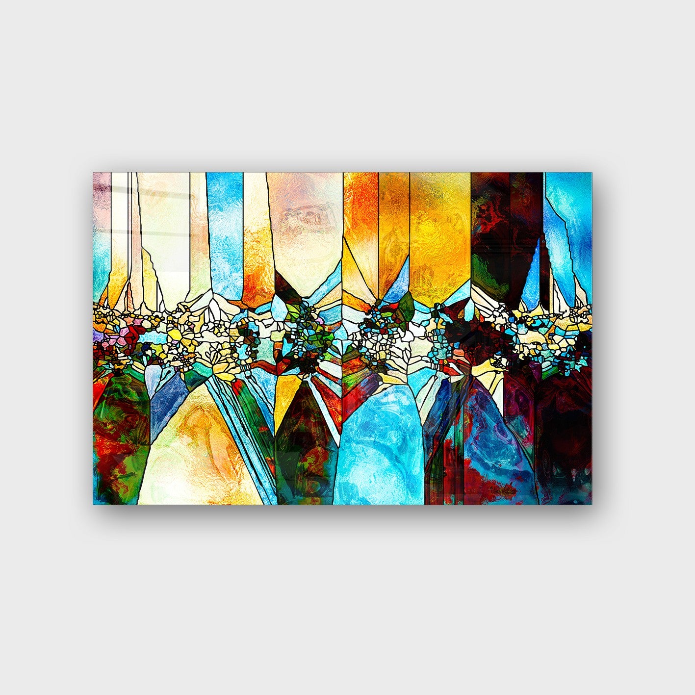 Quadro Decorativo em Vidro Temperado Multicolor 50x70cm - Arte Moderna para Parede