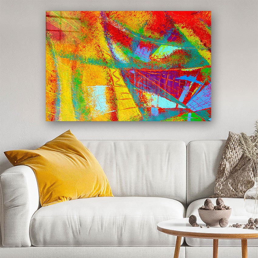 Quadro Decorativo em Vidro Temperado Multicolor 50x70cm - Arte Moderna para Parede