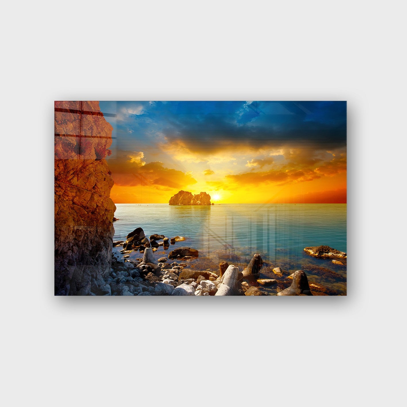 Quadro Decorativo em Vidro Temperado Multicolor 40x60cm - Arte Moderna para Parede