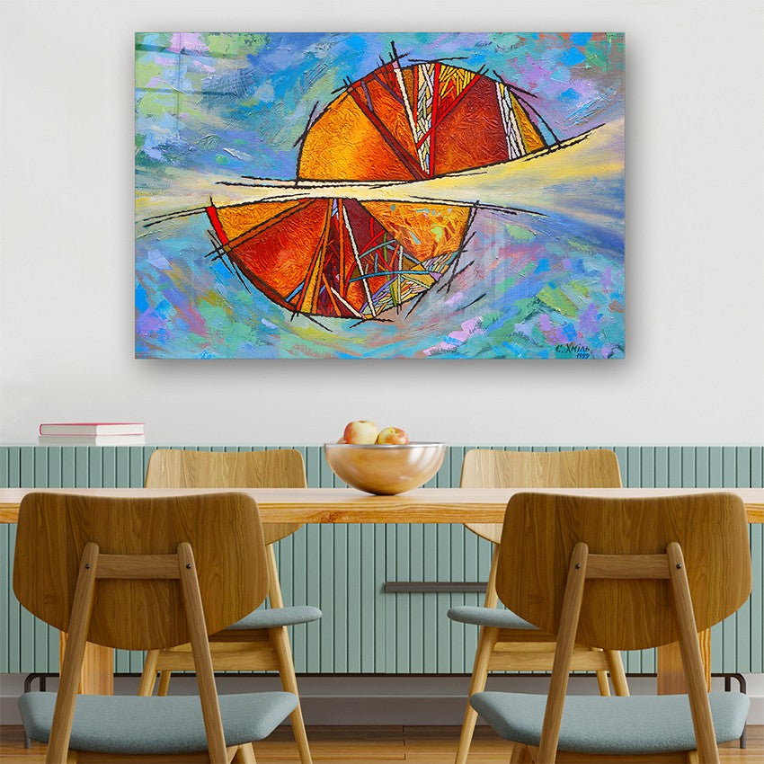 Quadro Decorativo em Vidro Temperado Multicolor 40x60cm - Arte Moderna para Parede