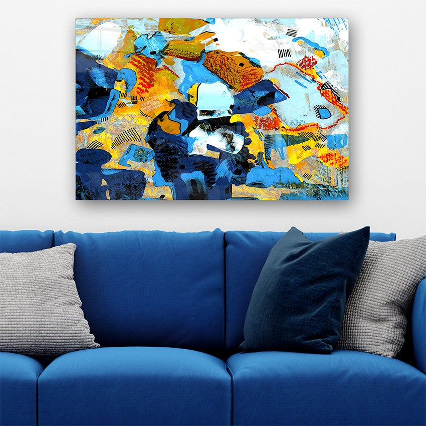 Quadro Decorativo em Vidro Temperado Multicolor 40x60cm - Arte Moderna para Parede