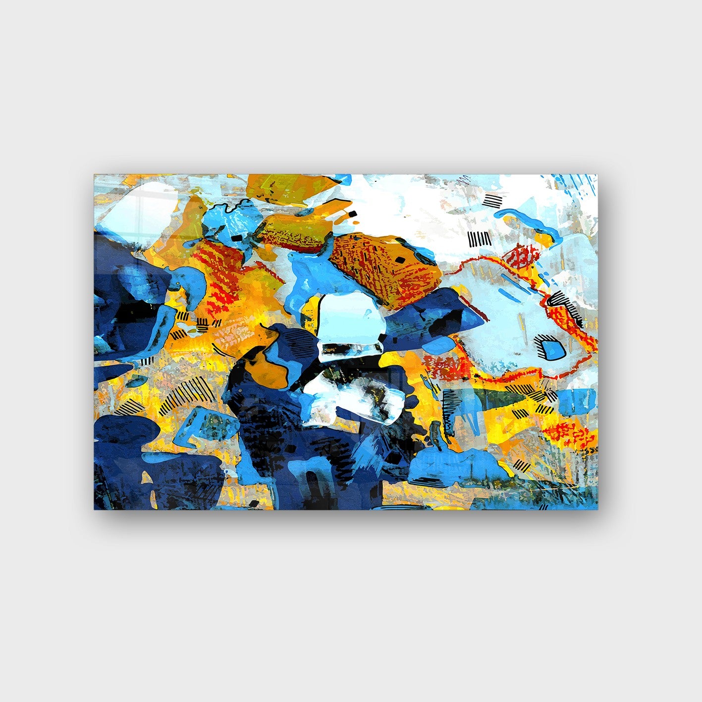 Quadro Decorativo em Vidro Temperado Multicolor 40x60cm - Arte Moderna para Parede