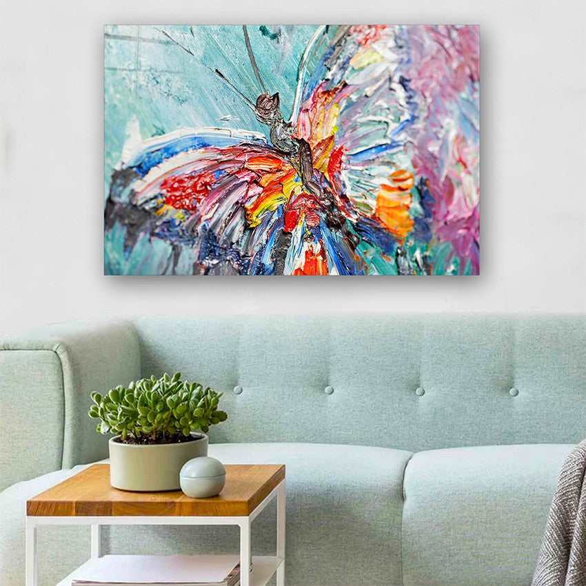 Quadro Decorativo em Vidro Temperado Multicolor 40x60cm - Arte Moderna para Parede