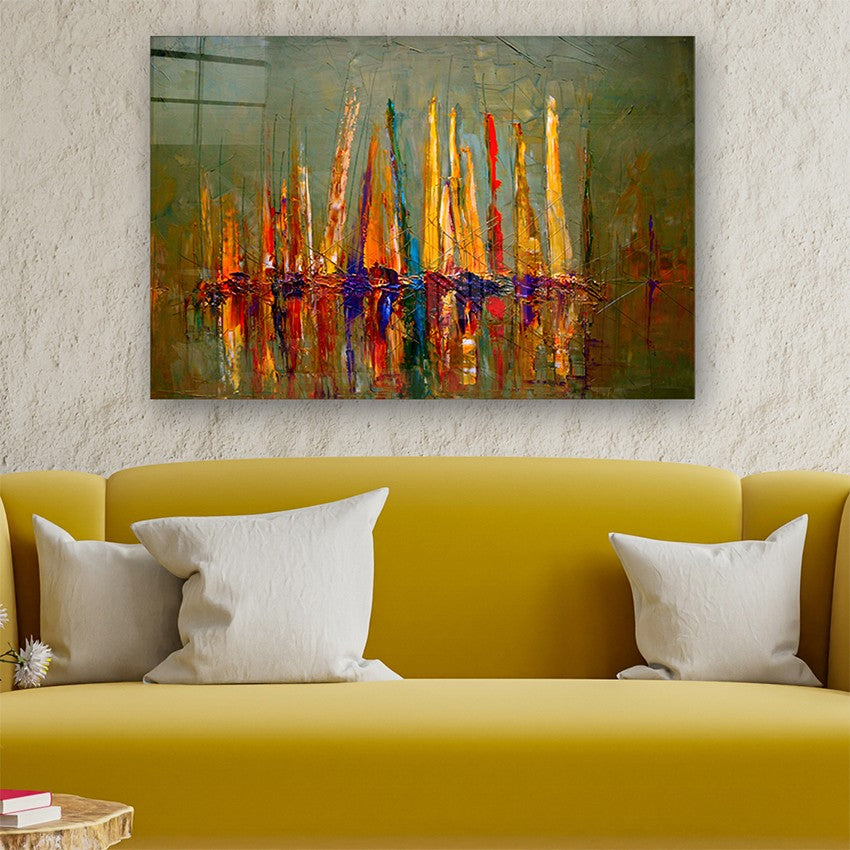 Quadro Decorativo em Vidro Temperado Multicolor 70x100cm - Arte Moderna para Parede