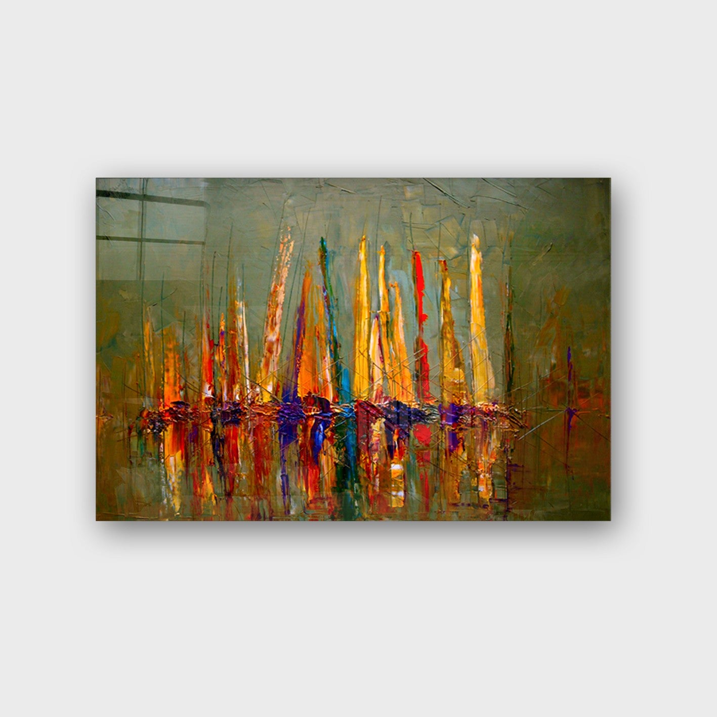 Quadro Decorativo em Vidro Temperado Multicolor 70x100cm - Arte Moderna para Parede