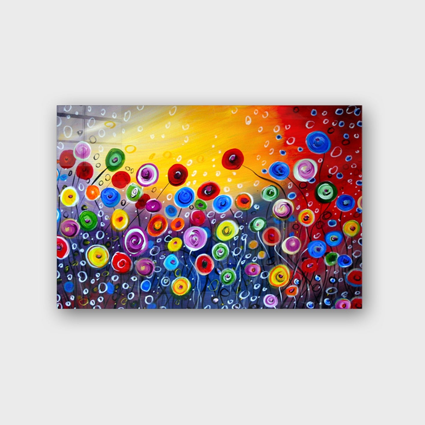 Arte em Vidro Temperado Multicolor 70x100cm - Pintura Decorativa de Luxo para Parede