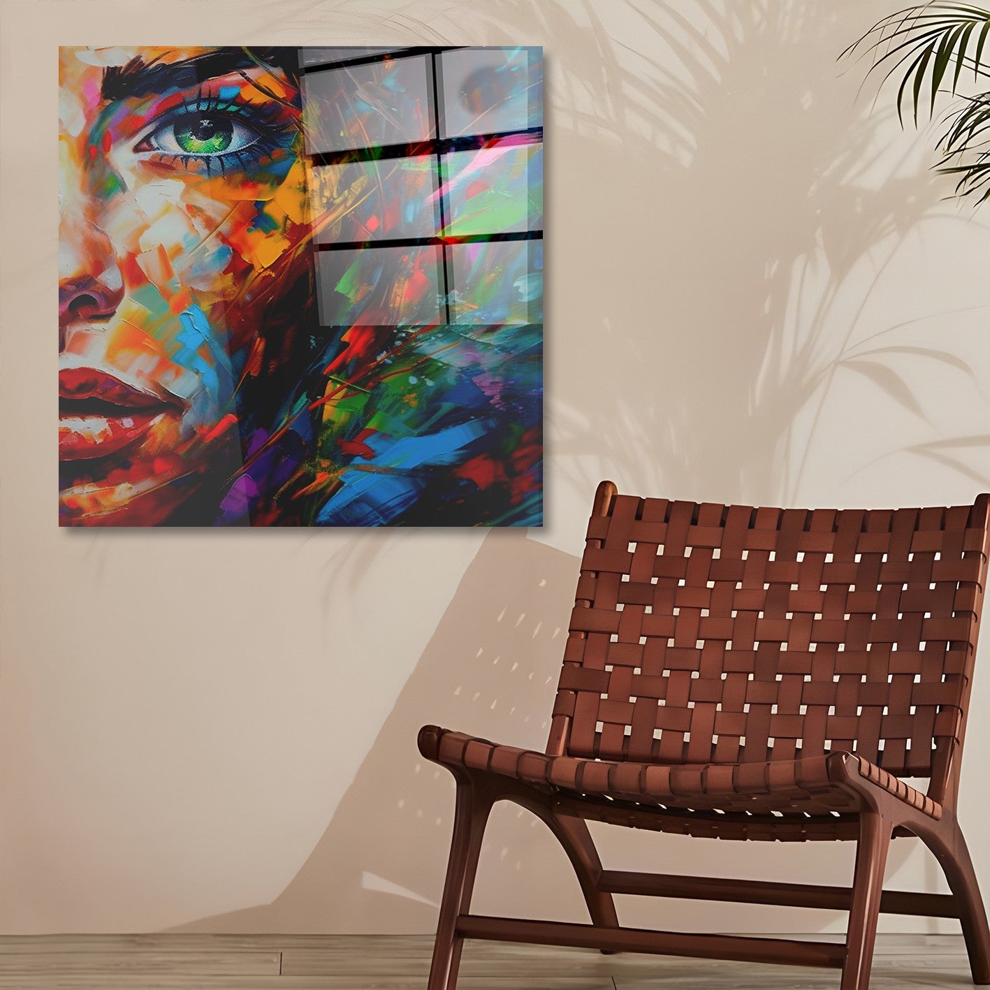 Arte em Vidro Temperado Multicolor 50x50cm - Pintura Decorativa Premium de 4mm