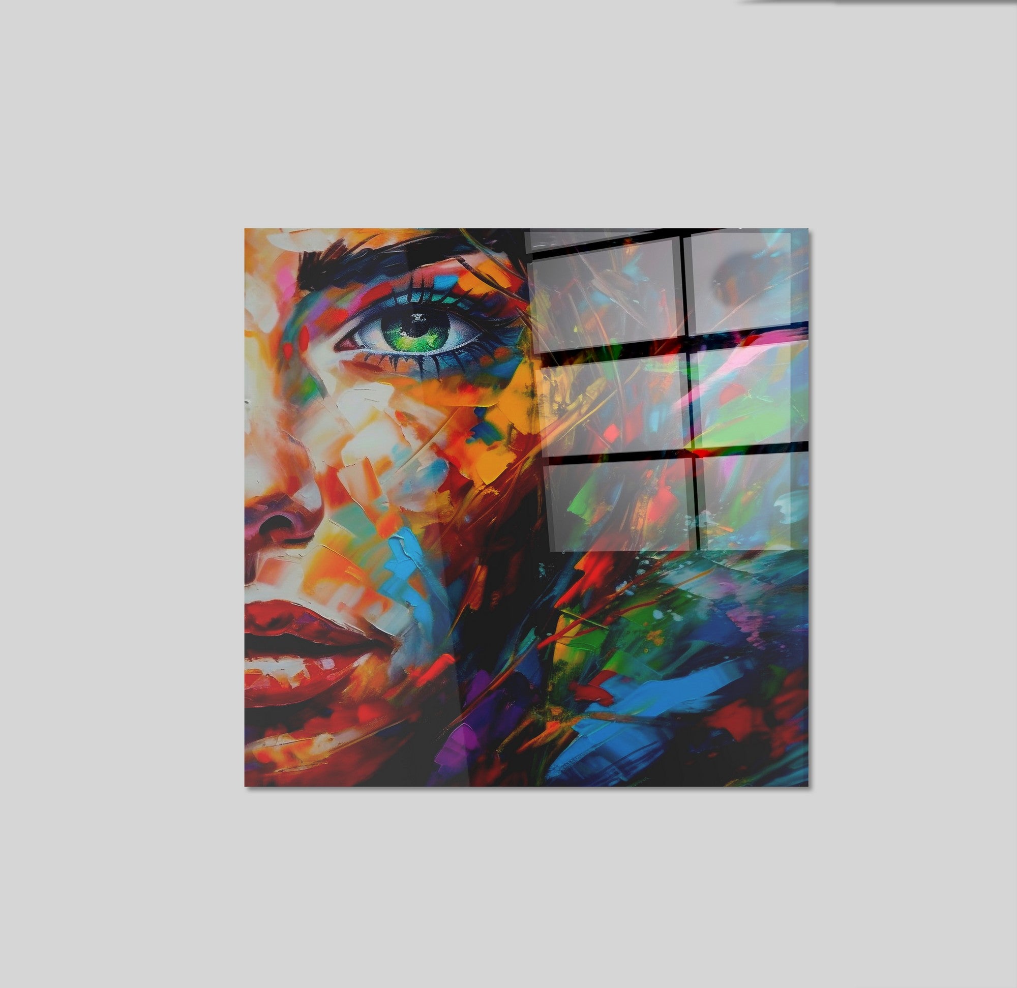 Arte em Vidro Temperado Multicolor 50x50cm - Pintura Decorativa Premium de 4mm