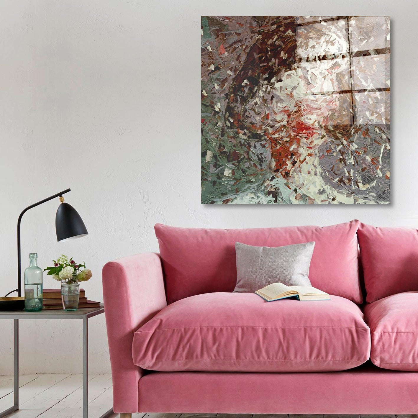 Arte em Vidro Temperado Multicolor 70x70cm - Pintura Decorativa de Luxo para Parede