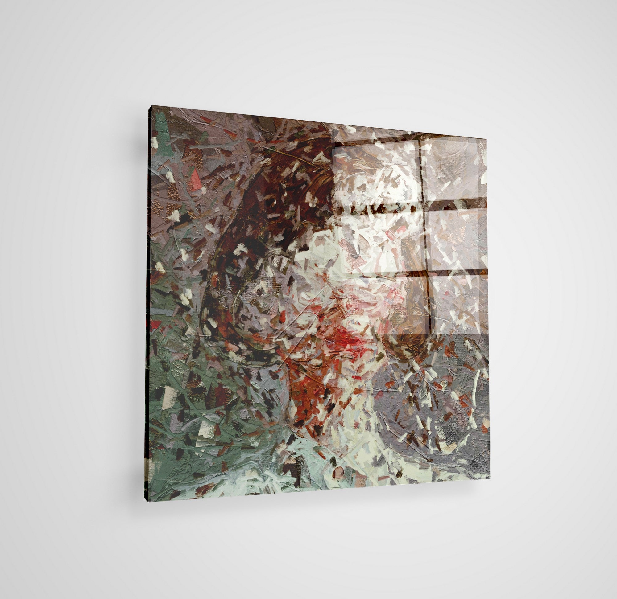 Arte em Vidro Temperado Multicolor 70x70cm - Pintura Decorativa de Luxo para Parede