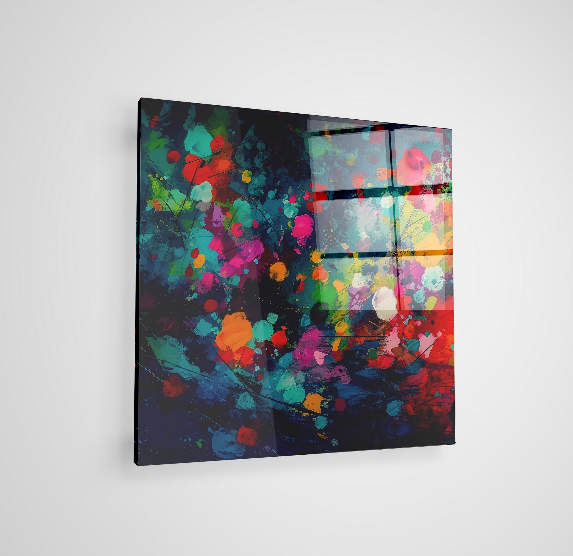 Arte em Vidro Temperado Multicolor 70x70cm - Pintura Decorativa Premium de 4mm