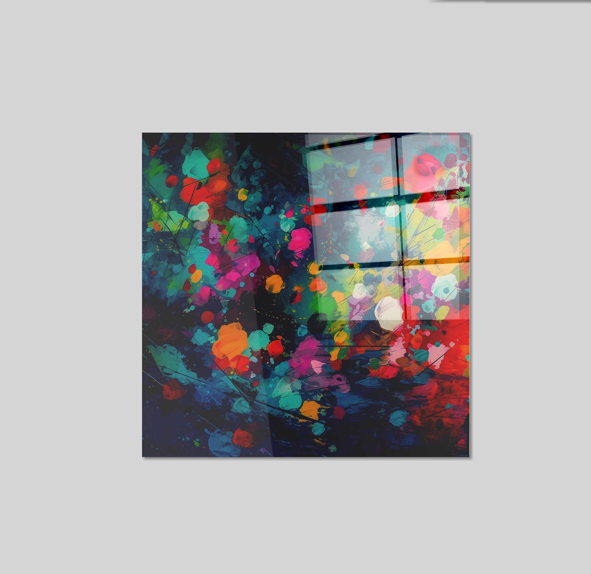 Arte em Vidro Temperado Multicolor 70x70cm - Pintura Decorativa Premium de 4mm