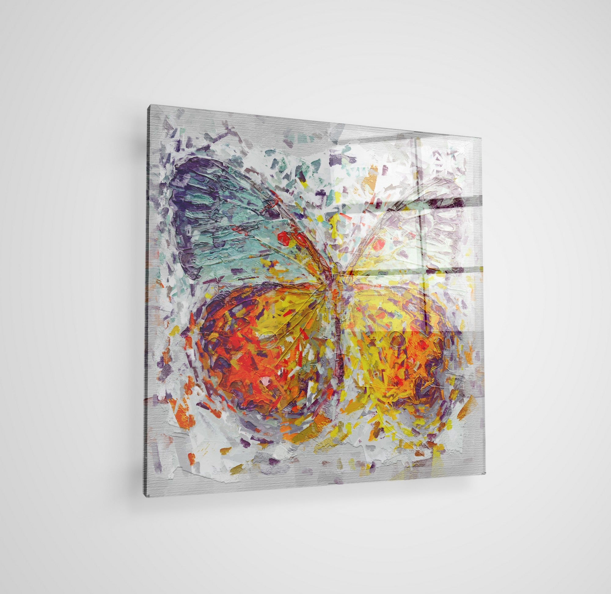 Arte em Vidro Temperado Multicolor 50x50cm - Pintura Decorativa Premium de 4mm