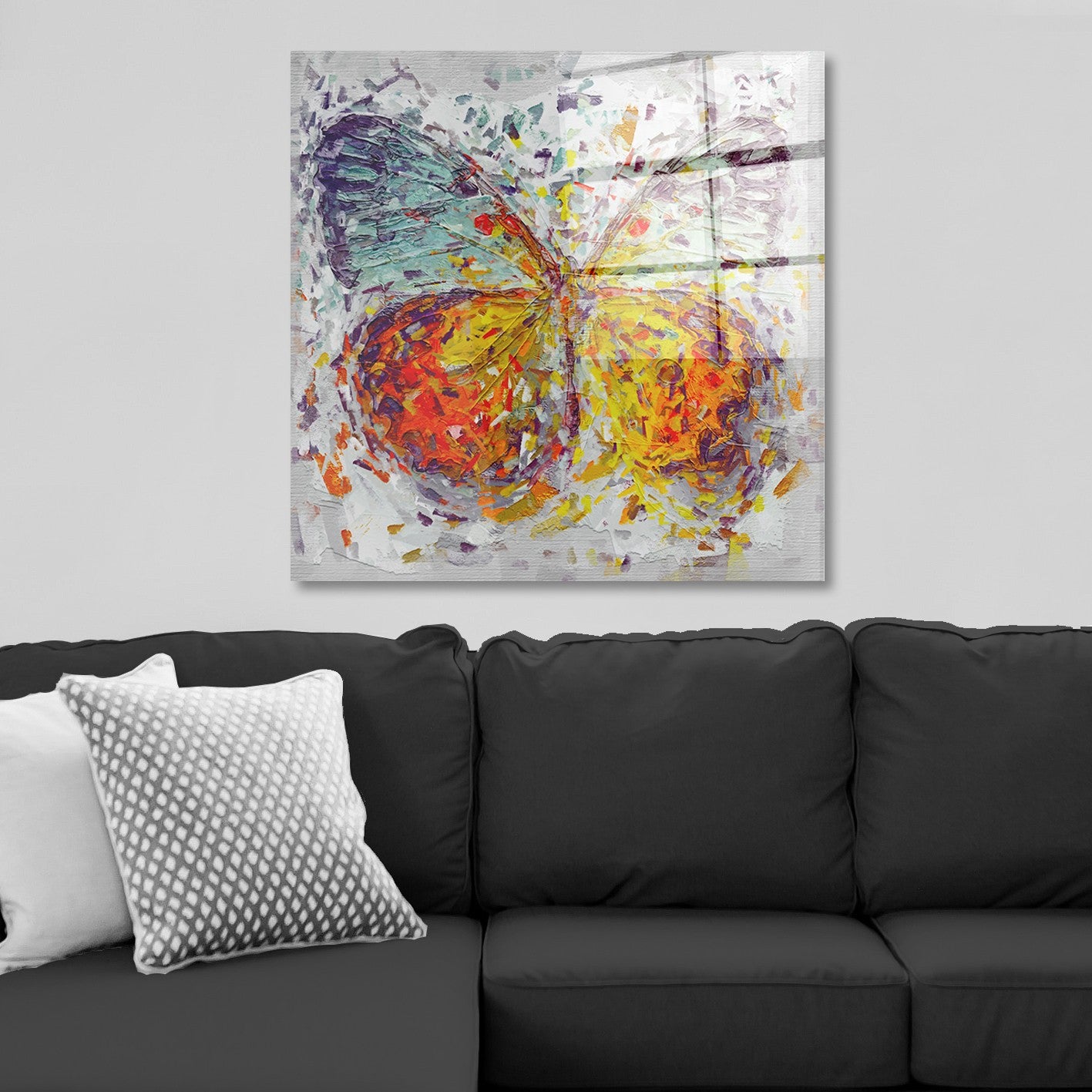 Arte em Vidro Temperado Multicolor 70x70cm - Pintura Decorativa de Alta Qualidade