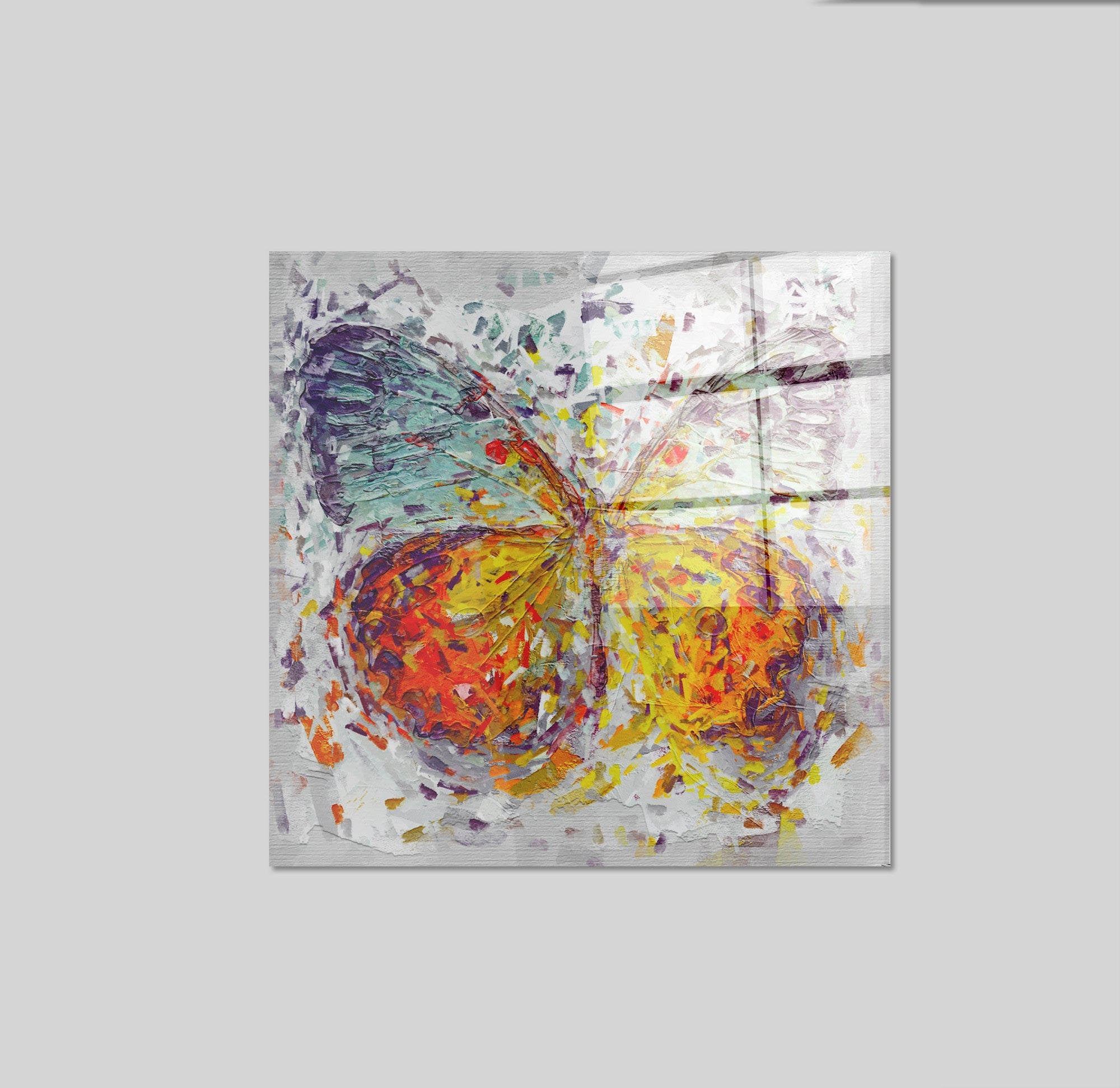 Arte em Vidro Temperado Multicolor 70x70cm - Pintura Decorativa de Alta Qualidade