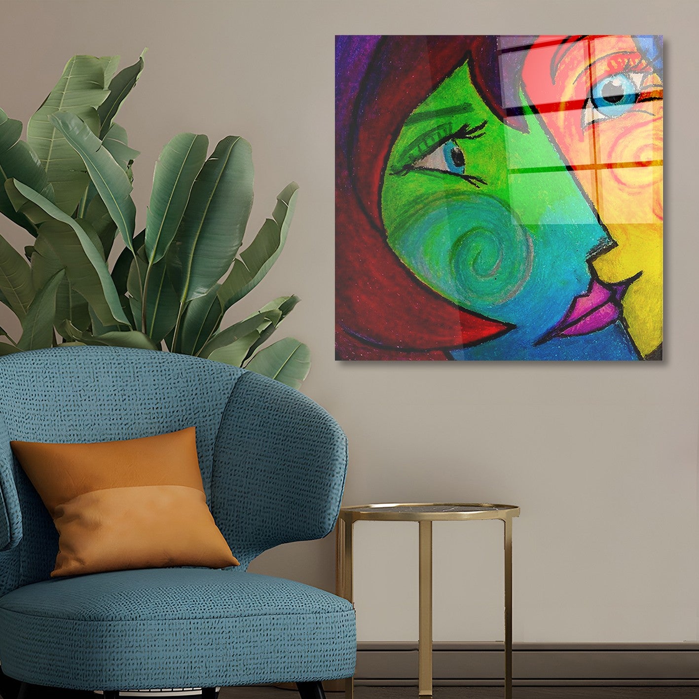 Arte em Vidro Temperado Multicolor 70x70cm - Pintura Decorativa Premium de 4mm