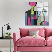 Arte em Vidro Temperado Multicolor 70x70cm - Pintura Decorativa de Luxo para Parede