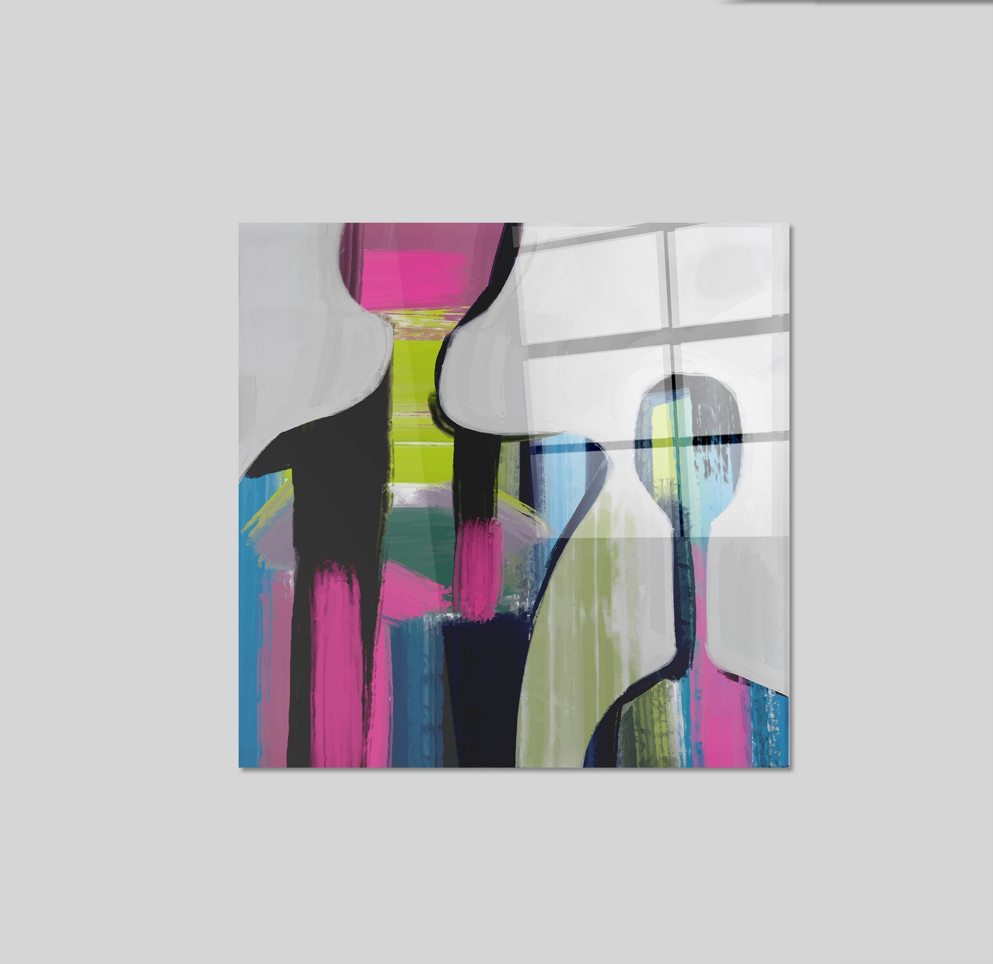 Arte em Vidro Temperado Multicolor 70x70cm - Pintura Decorativa de Luxo para Parede