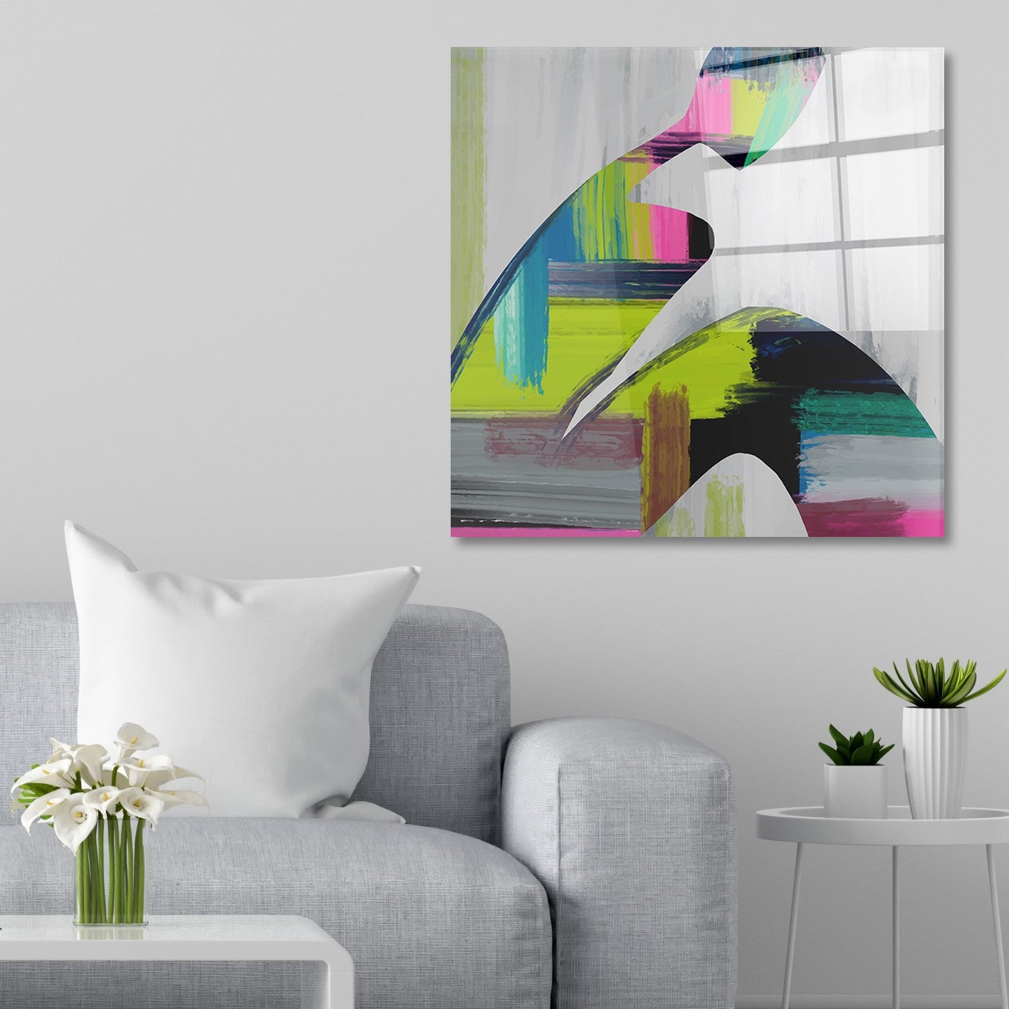 Arte em Vidro Temperado Multicolor 50x50cm - Pintura Decorativa Premium de 4mm