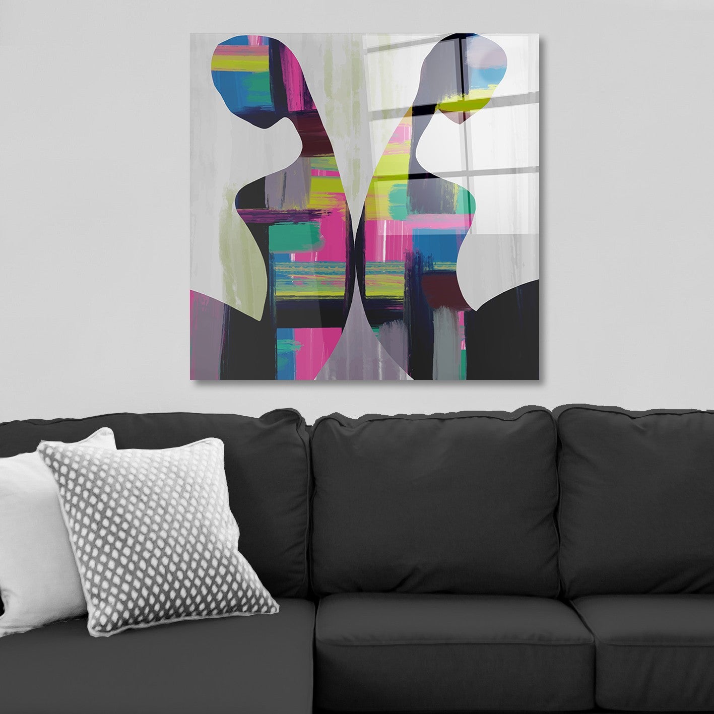 Arte em Vidro Temperado Multicolor 70x70cm - Pintura Decorativa de Parede Premium